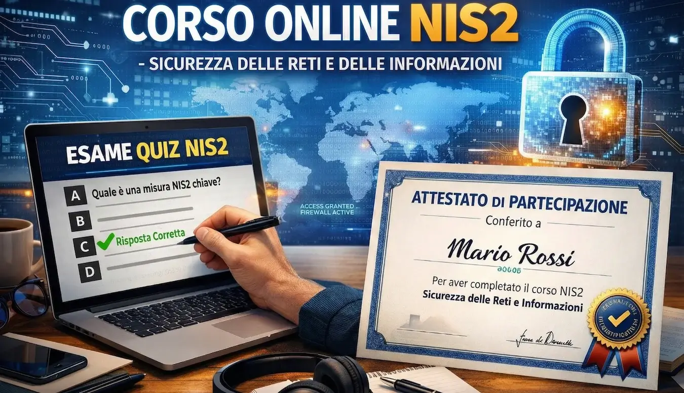 Corso Online NIS2 - Sicurezza delle Reti e delle Informazioni con Quiz ed Attestato di Partecipazione