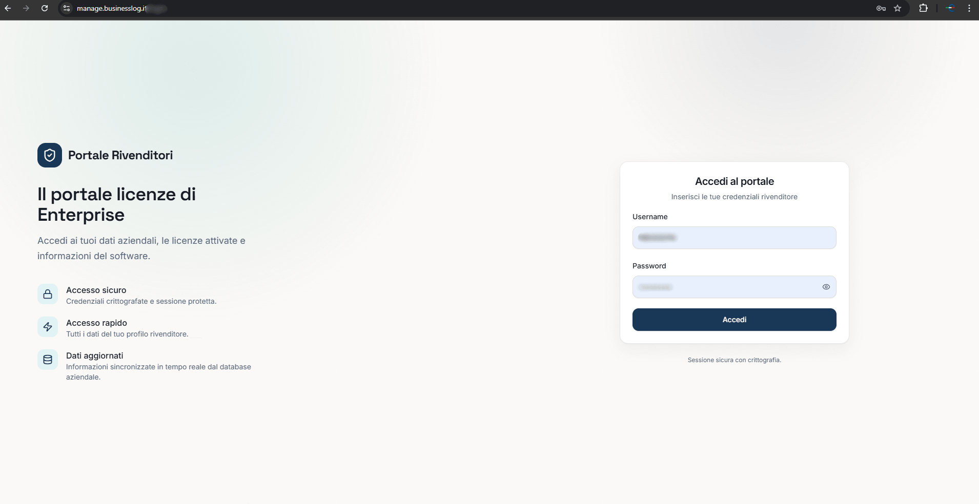 Screenshot del Security Operation Center di Business LOG