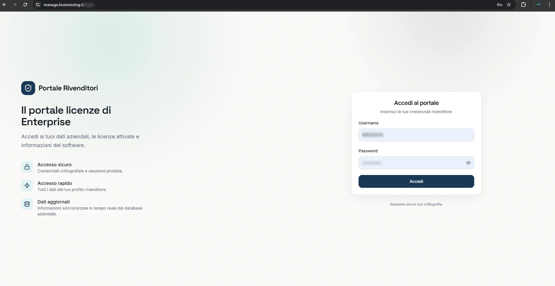Screenshot del Security Operation Center di BusinessLOG